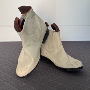 Stylish Cream Ankle Cowboy Boots
